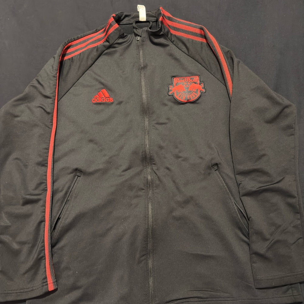 Adidas MLS New York Red Bulls Soccer Jacket Top Black Mens L Large